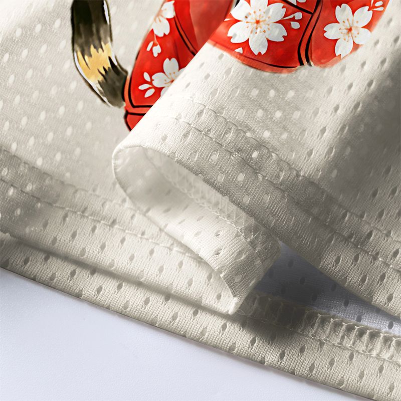 Japanese kimono cat mesh jersey for daily wear