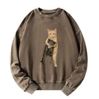 Kyoto-Lion Orange Cat¡¯s Tight Embrace Washed Sweatshirt