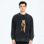 Kyoto-Lion Orange Cat¡¯s Tight Embrace Washed Sweatshirt