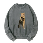 Kyoto-Lion Orange Cat¡¯s Tight Embrace Washed Sweatshirt