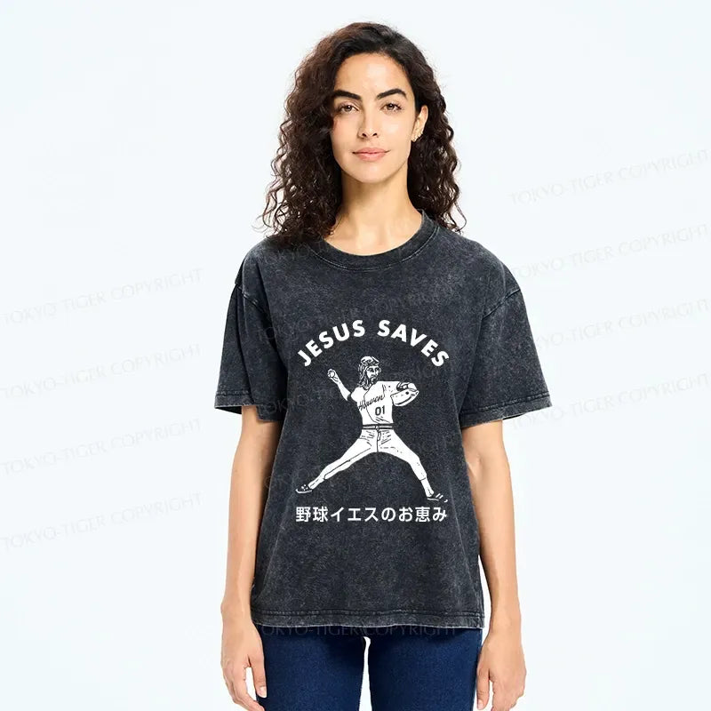 Kyoto-Lion Baseball Jesus' Blessing Washed T-Shirt
