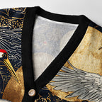 Kyoto-Lion Traditional Crane Ugly Cardigan Sweater