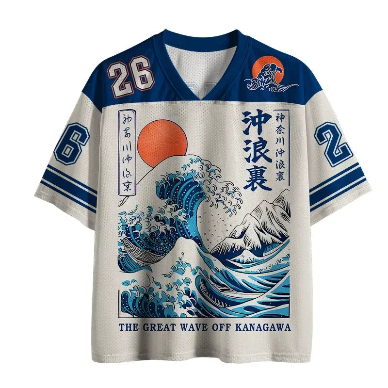 Breathable Ukiyo-e Mesh Jersey for Fitness