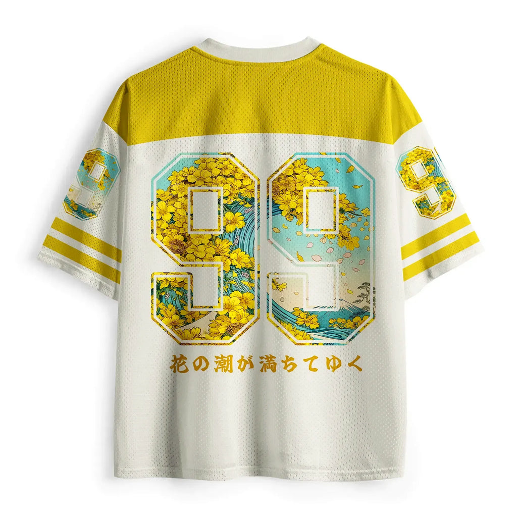 Golden Petal Wave Mesh Jersey on Sale
