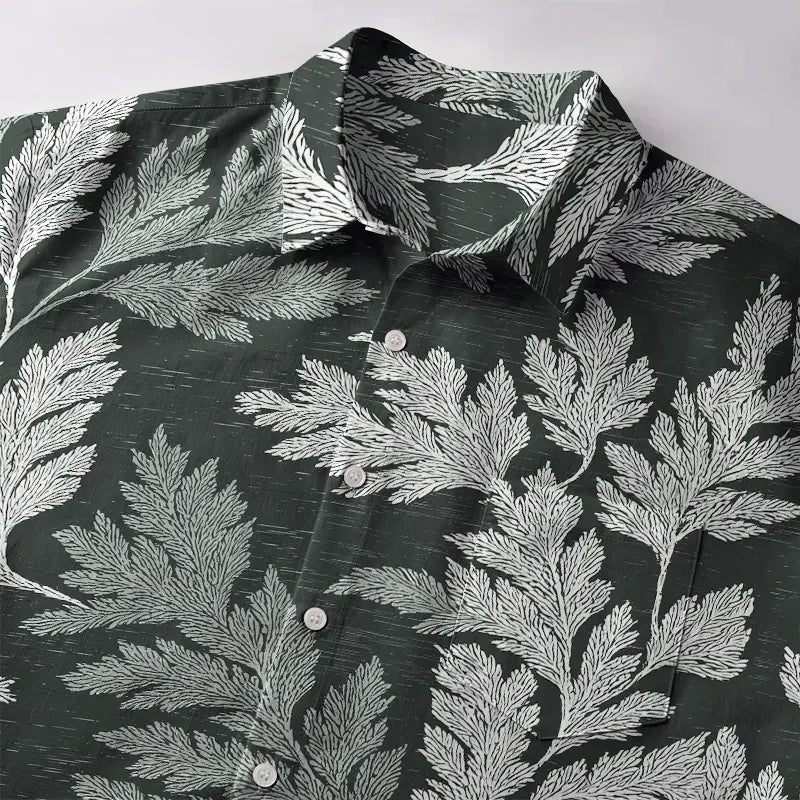 Japanese Fern Button-up Shirt for Vacation