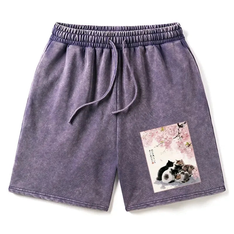 Cute Cats Sakura Garden Shorts