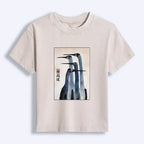 Japanese Retro Crane Graphic T-Shirt for Women