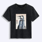 Japanese Retro Crane Graphic T-Shirt for Women
