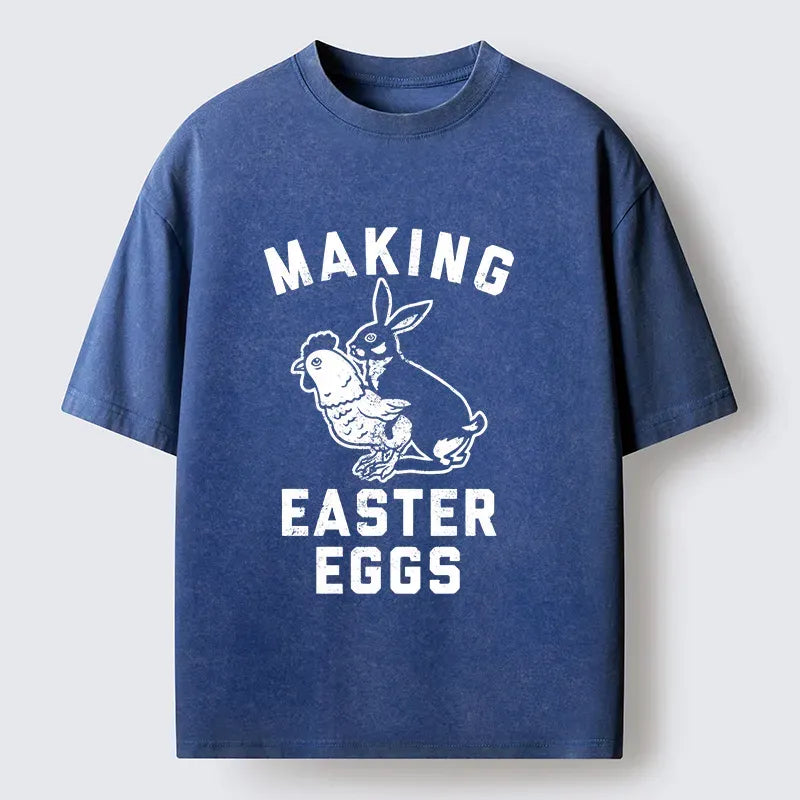 Kyoto-Lion Making Eggs Easter Washed T-Shirt