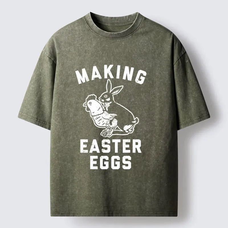 Kyoto-Lion Making Eggs Easter Washed T-Shirt