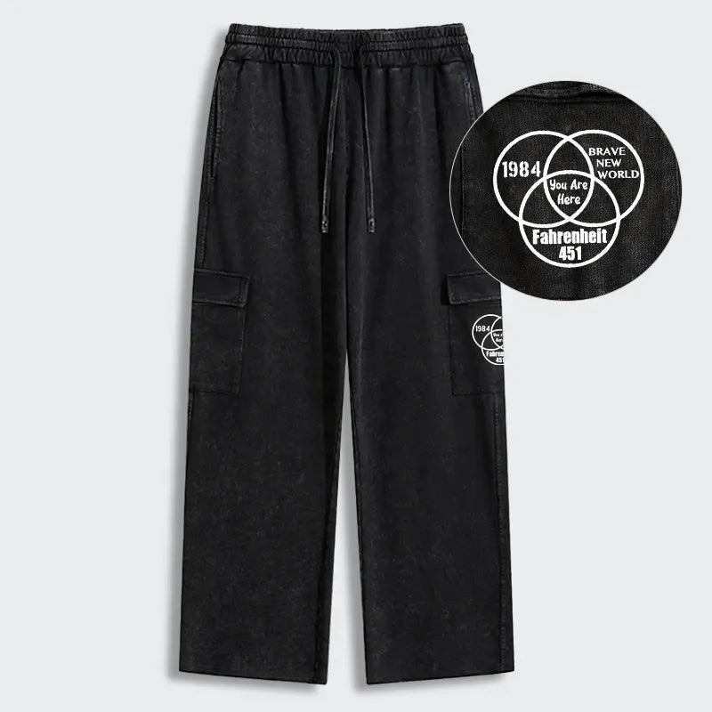 Kyoto-Lion Multidimensional Thinking And Rebellion Washed Utility Sweatpants