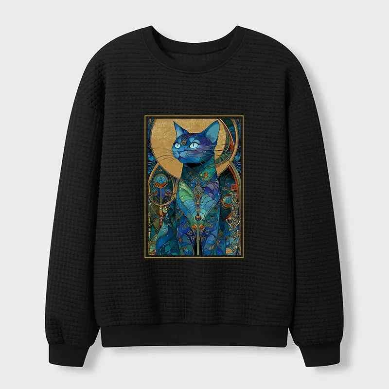 comfortable cat waffle sweatshirt for lounge