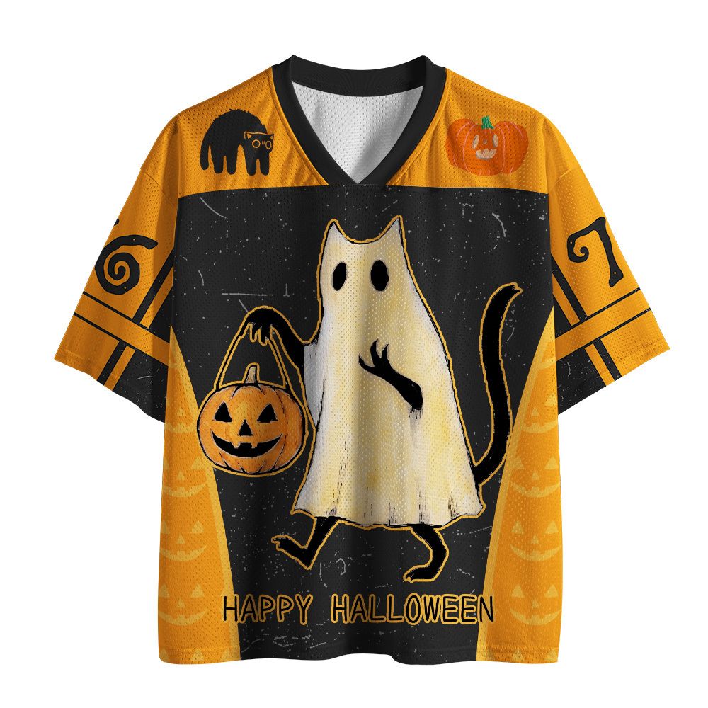 Halloween Cat Mesh Jersey Gift Idea