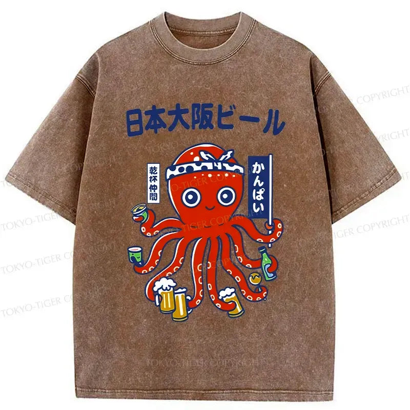 Vintage Ukiyo-e Octopus Washed T-Shirt