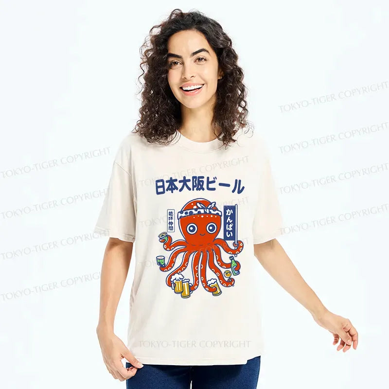 Vintage Ukiyo-e Octopus Washed T-Shirt
