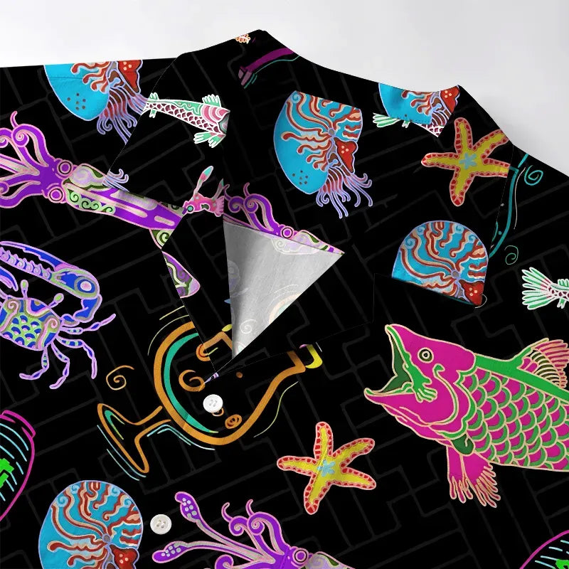 Japanese Neon Aloha Shirt for Beach Vacation