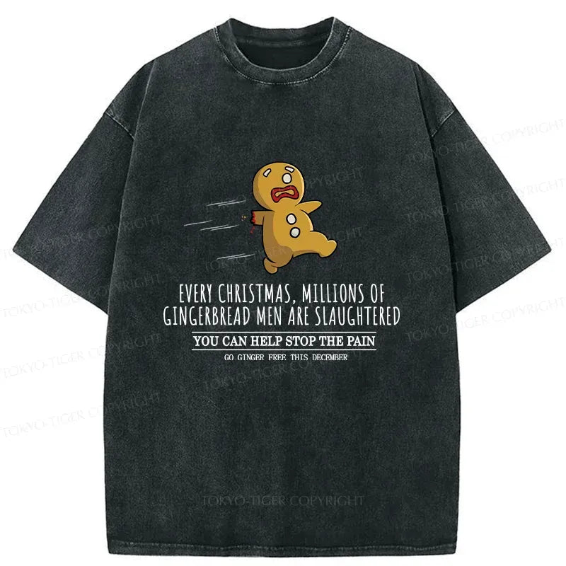 Kyoto-Lion Gingerbread Man Disaster Washed T-Shirt