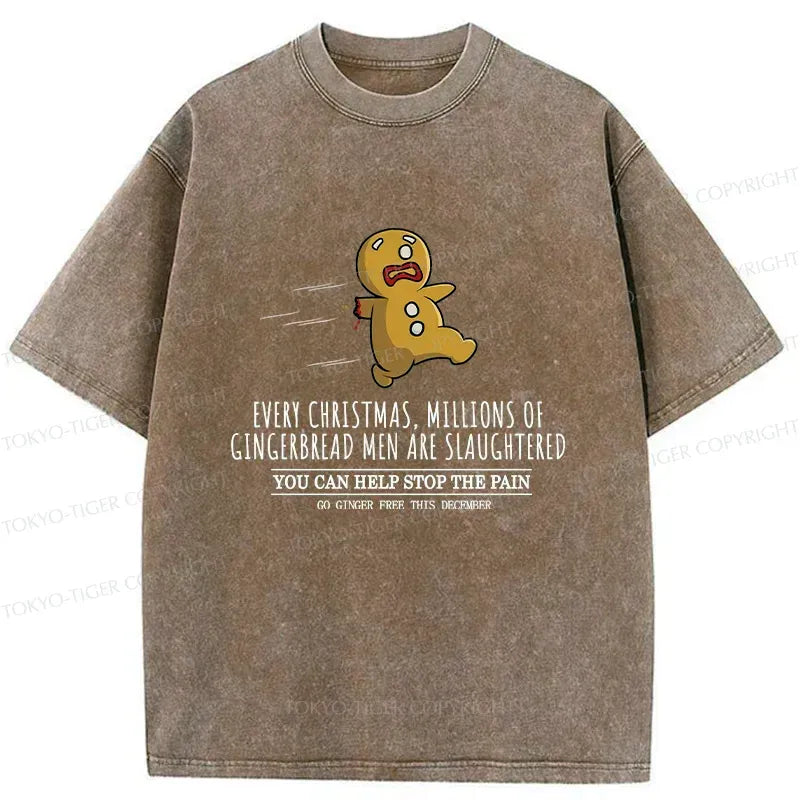 Kyoto-Lion Gingerbread Man Disaster Washed T-Shirt