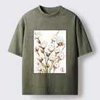 Kyoto-Lion Fluffy Cotton Cat Art Washed T-Shirt
