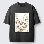 Kyoto-Lion Fluffy Cotton Cat Art Washed T-Shirt