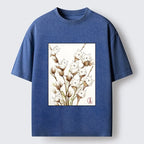 Kyoto-Lion Fluffy Cotton Cat Art Washed T-Shirt