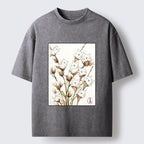 Kyoto-Lion Fluffy Cotton Cat Art Washed T-Shirt