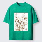 Kyoto-Lion Fluffy Cotton Cat Art Washed T-Shirt