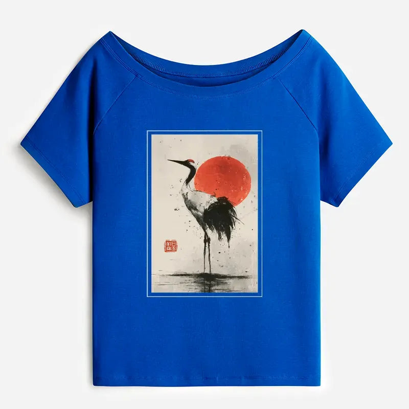 Japanese Red-crowned Crane T-Shirt for Women