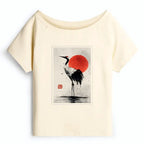 Japanese Red-crowned Crane T-Shirt for Women