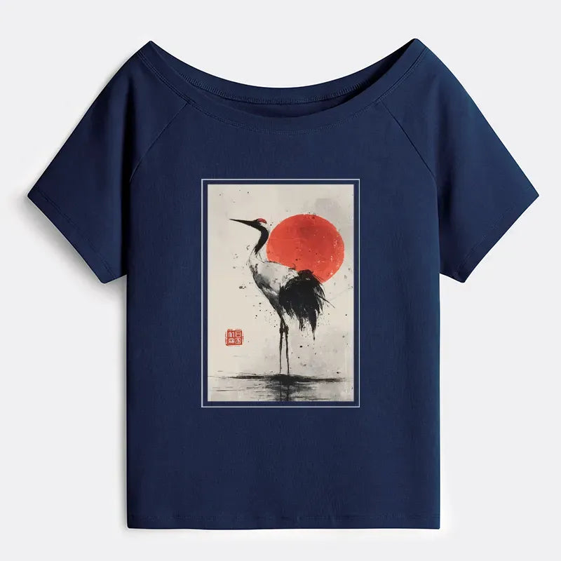 Japanese Red-crowned Crane T-Shirt for Women
