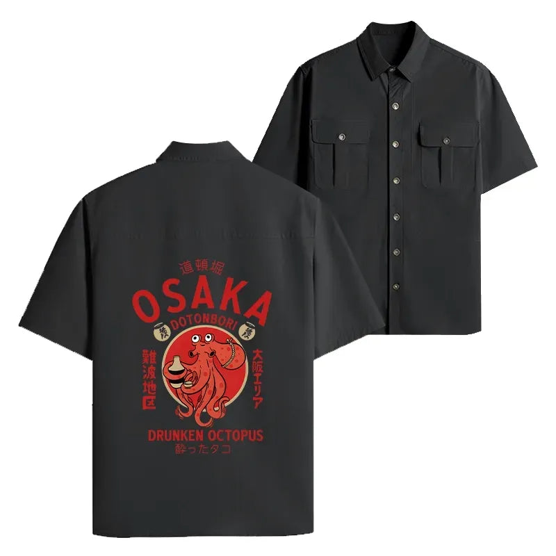 Kyoto-Lion Drunken Octopus Japan Work Shirt
