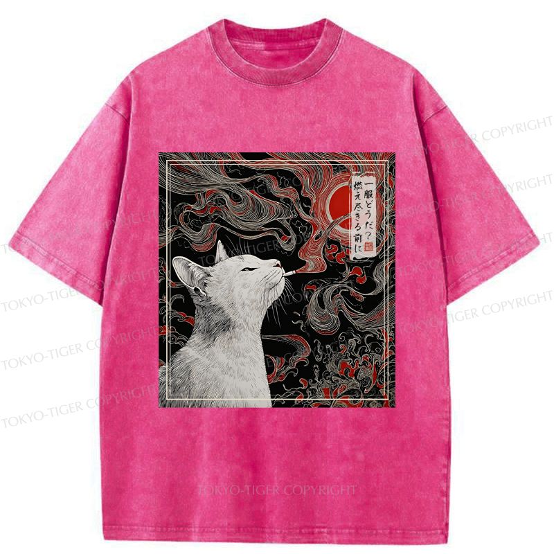 Japanese Smoking Cat Shirt Best Seller