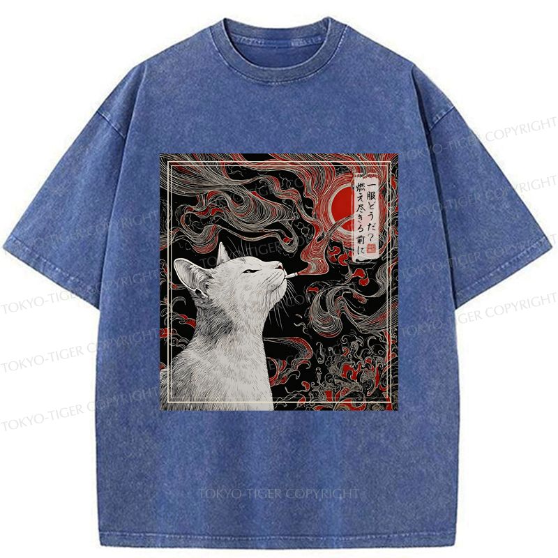 Washed Cat T-Shirt for Daily Wear