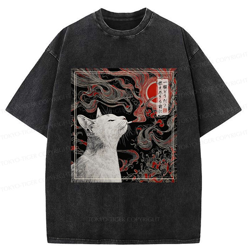 Vintage Japanese Smoking Cat Tee