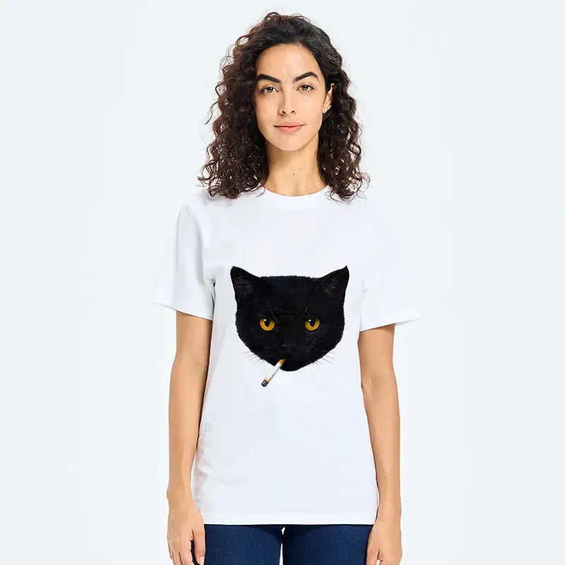 Japanese smoking cat t-shirt best seller