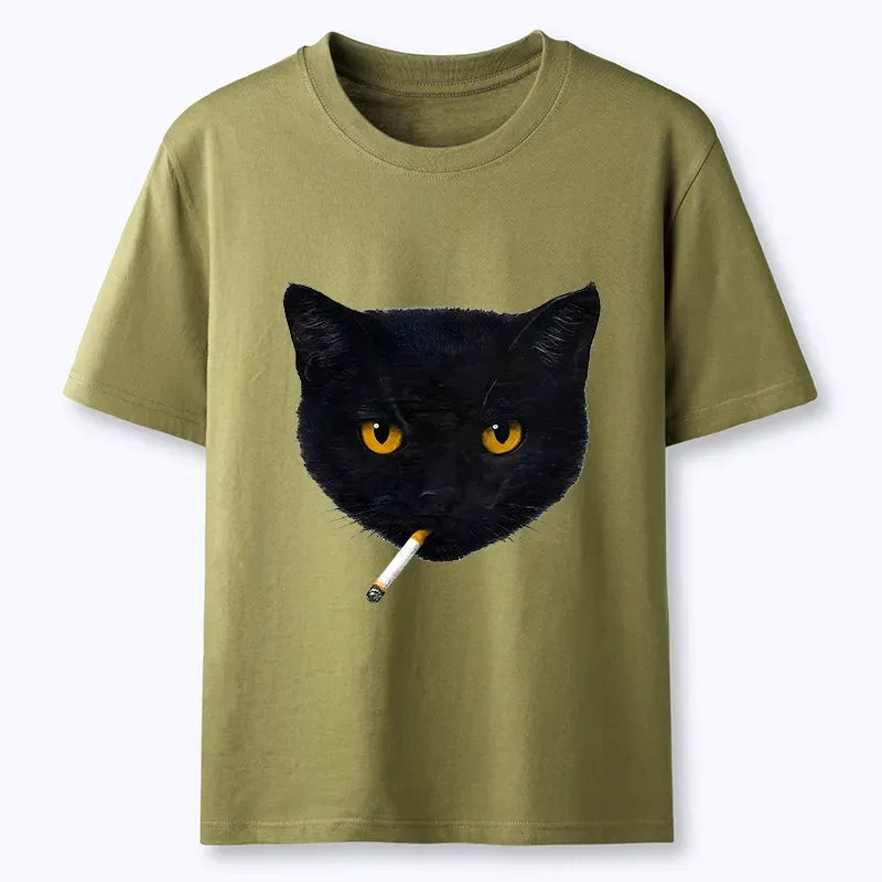 Japanese smoking cat t-shirt best seller
