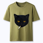 Japanese smoking cat t-shirt best seller