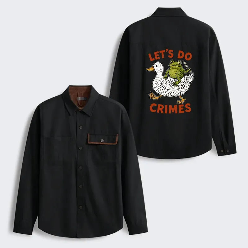 Kyoto-Lion Frog Ready To Commit Crime Men's Corduroy Work Jacket
