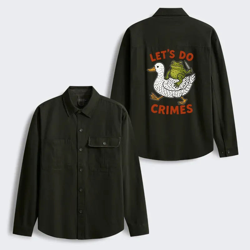 Kyoto-Lion Frog Ready To Commit Crime Men's Corduroy Work Jacket