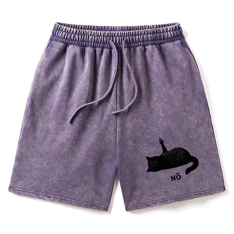 Kyoto-Lion Cat Refused Washed Shorts