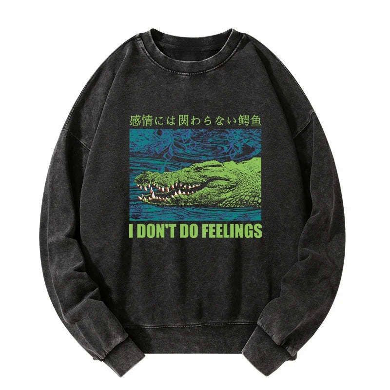 Kyoto-Lion An Emotionless Crocodile Washed Sweatshirt