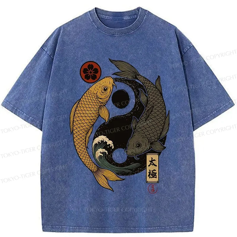 Kyoto-Lion Yin Yang Koi Washed T-Shirt