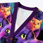 Kyoto-Lion Cosmic Cat Chronicles Ugly Cardigan Sweater