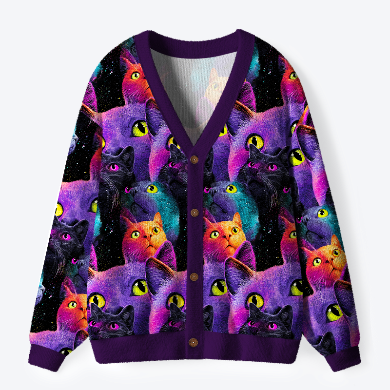 Cosmic Cat Cardigan Sweater Gift for Her