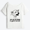 Kyoto-Lion Sad Dog Funny Off Shoulder T-Shirt