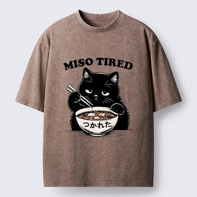 Kyoto-Lion I Am So Tired Cat Washed T-Shirt