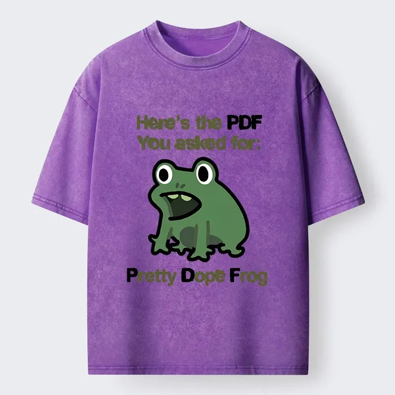 Kyoto-Lion Funny Office PDF Frog Meme Washed T-Shirt