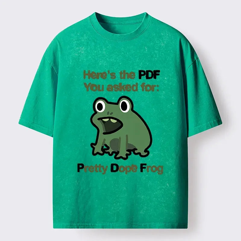 Kyoto-Lion Funny Office PDF Frog Meme Washed T-Shirt