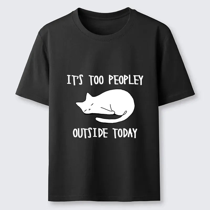 funny lazy cat minimal line art t-shirt