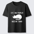 funny lazy cat minimal line art t-shirt
